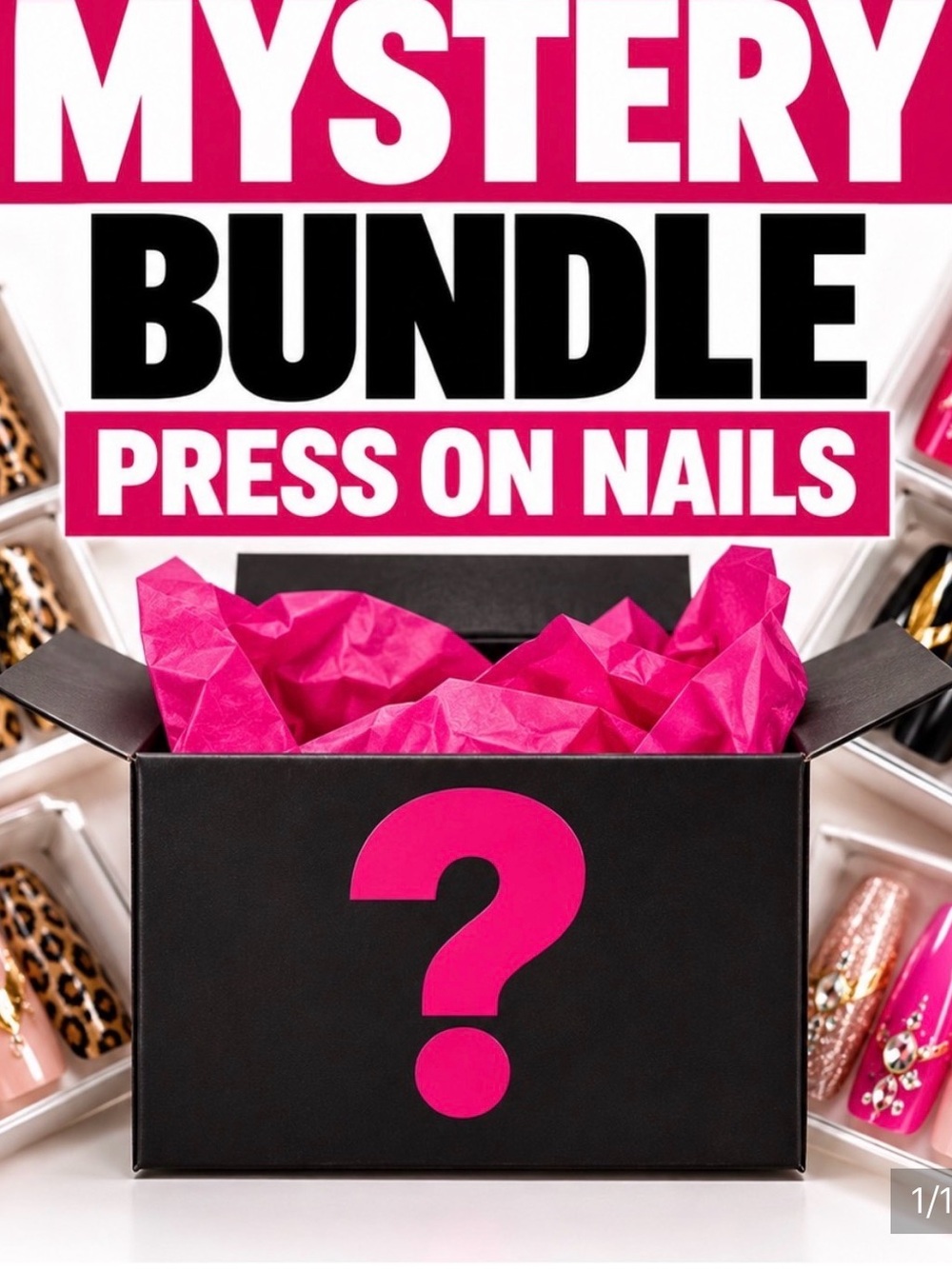 Mystery Bundle Press-On Nails - Hot Pink ))50.$100,$200 &get double. U Tell me $